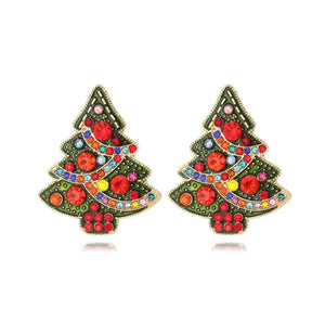 Red Jewel Christmas Tree  Earrings