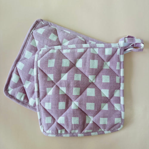 Lilac Gingham Pot Holders