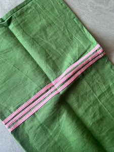 Olive Green - Pink Tape Tea Towel