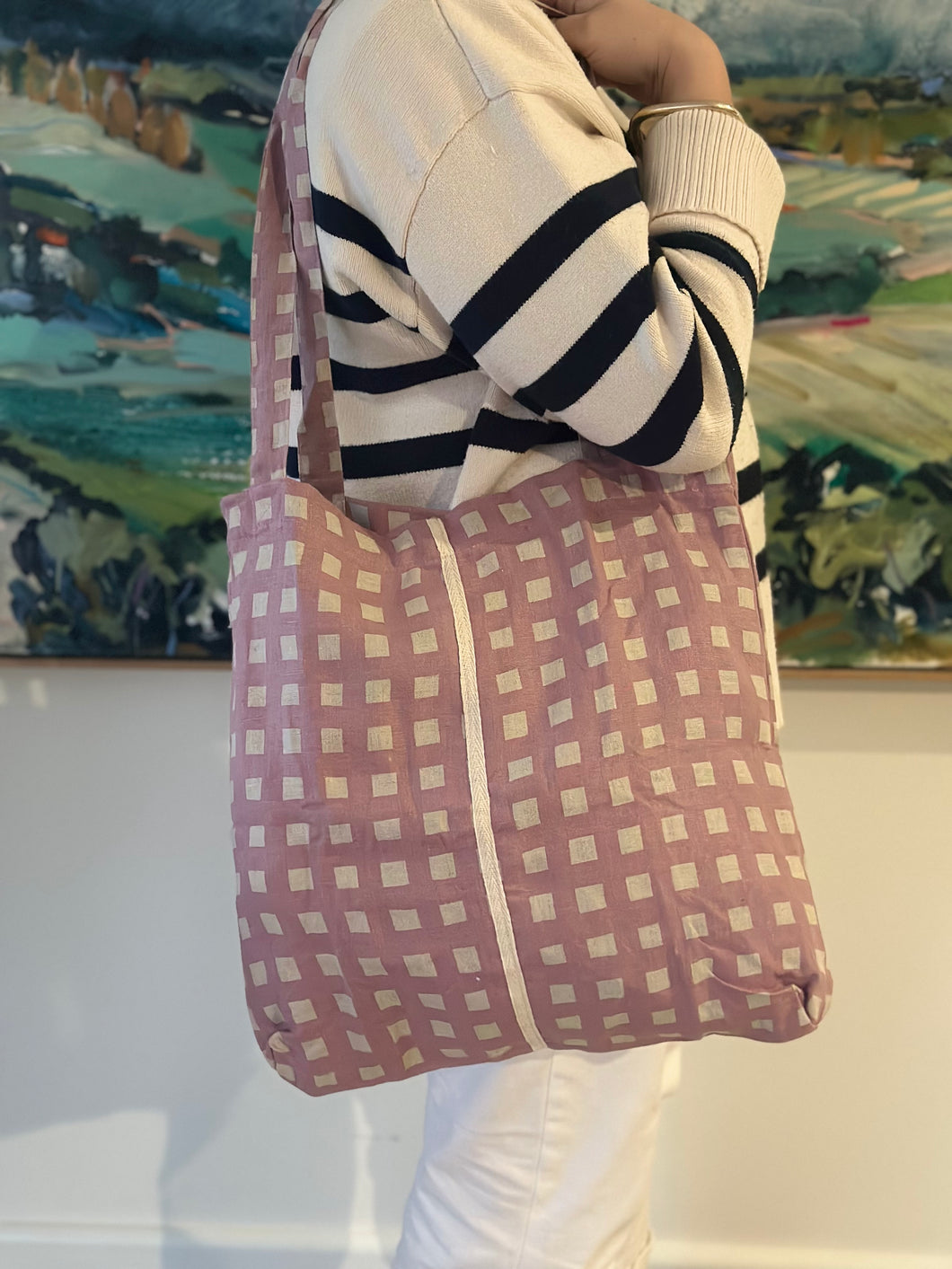 Baguette Tote Bag - LILAC on NATURAL