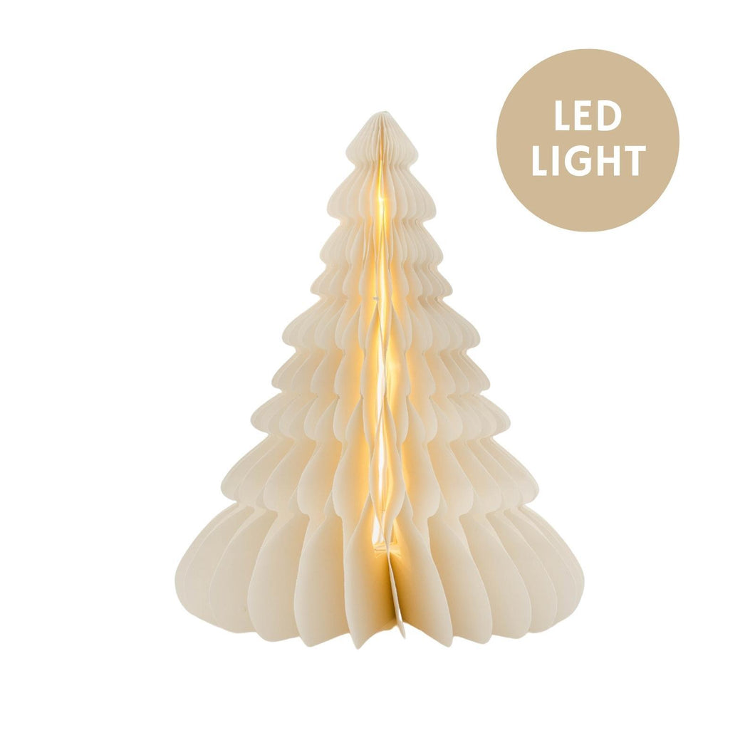 TREE STANDING OFF-WHITE ORNAMENT WITH LED LIGHT 30CM