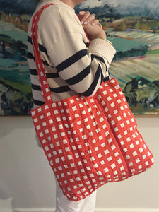 Baguette Tote Bag - RED GINGHAM