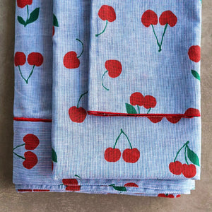 Cherry on Navy Stripe - Table Runner