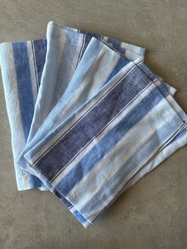 I'm not Perfect - Tonal Blue Stripe - SET OF FOUR