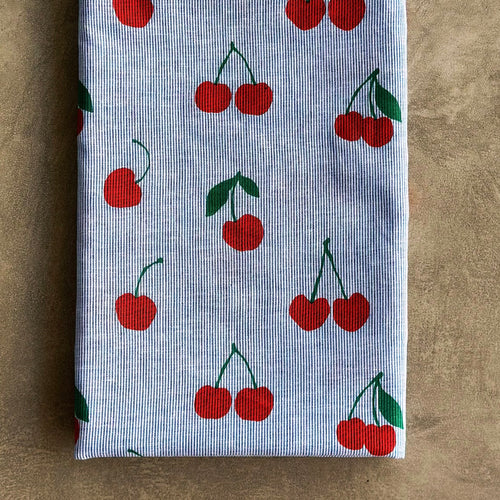 Cherry on Navy Stripe - Table Runner