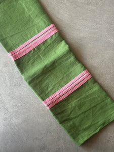 Olive Green - Train Tracks Pink Tape Tea Towel