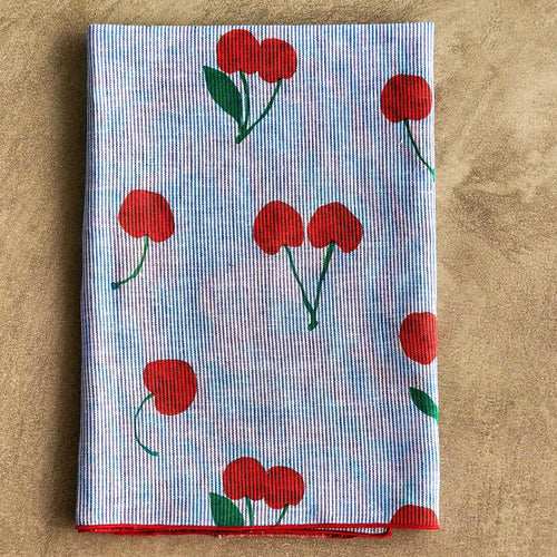 Cherry on Navy Stripe Napkin -  SET OF FOUR