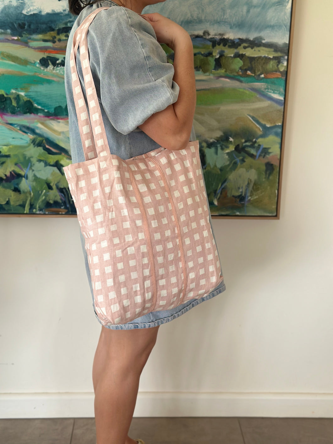 Baguette Tote Bag - TULLE GINGHAM