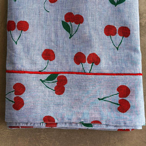 Cherry on Navy Stripe - Tablecloth