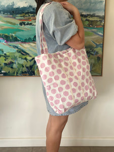 Baguette Tote Bag - LILAC POLKA