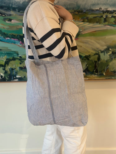 Baguette Tote Bag - NAVY STRIPE