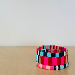 Red + Pink Bracelet STACK - PARTY MIX