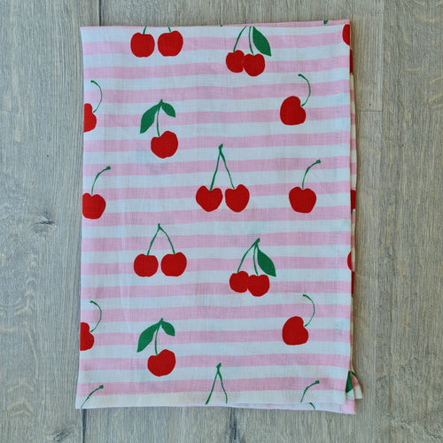 Cherry Print Tea Towel