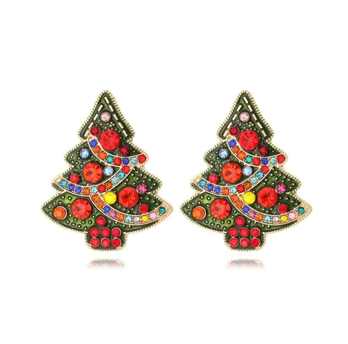 Red Jewel Christmas Tree  Earrings