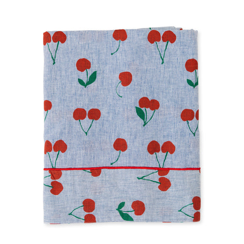 Cherry on Navy Stripe - Tablecloth