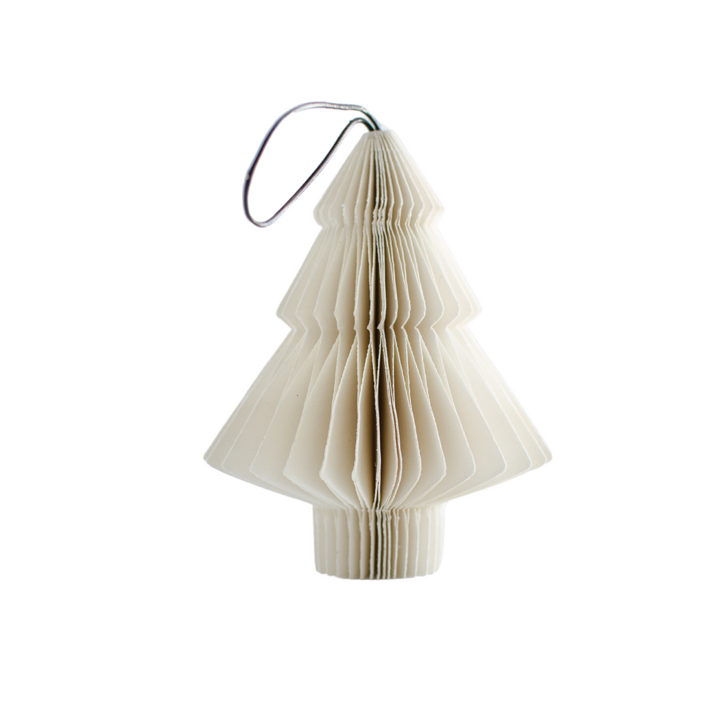 LINEN PAPER TREE ORNAMENT H10CM