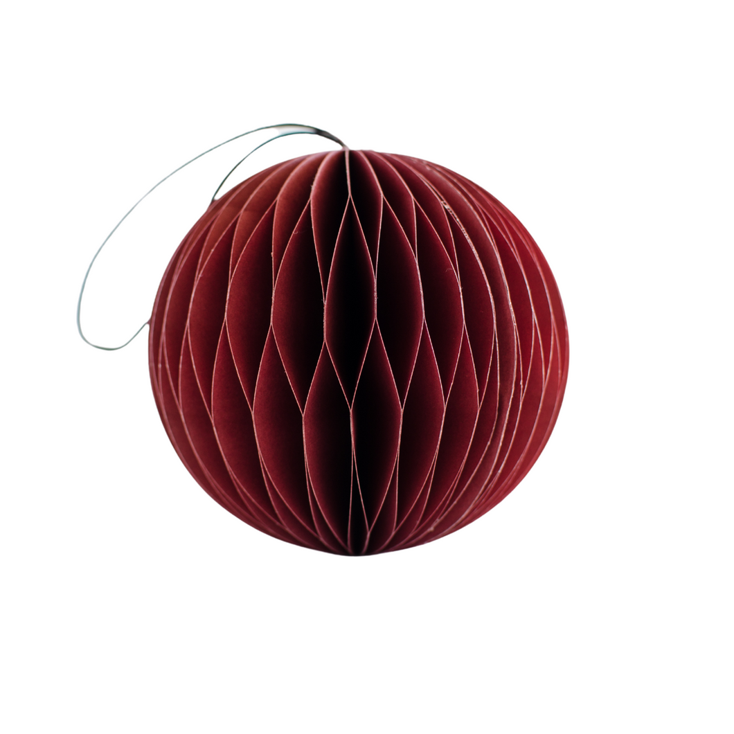 CLASSIC RED PAPER SPHERE ORNAMENT H8.5CM