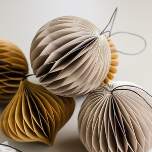 Linen Paper Sphere Ornament H8.5cm