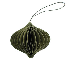 OLIVE GREEN PAPER JEWEL ORNAMENT H8.5CM