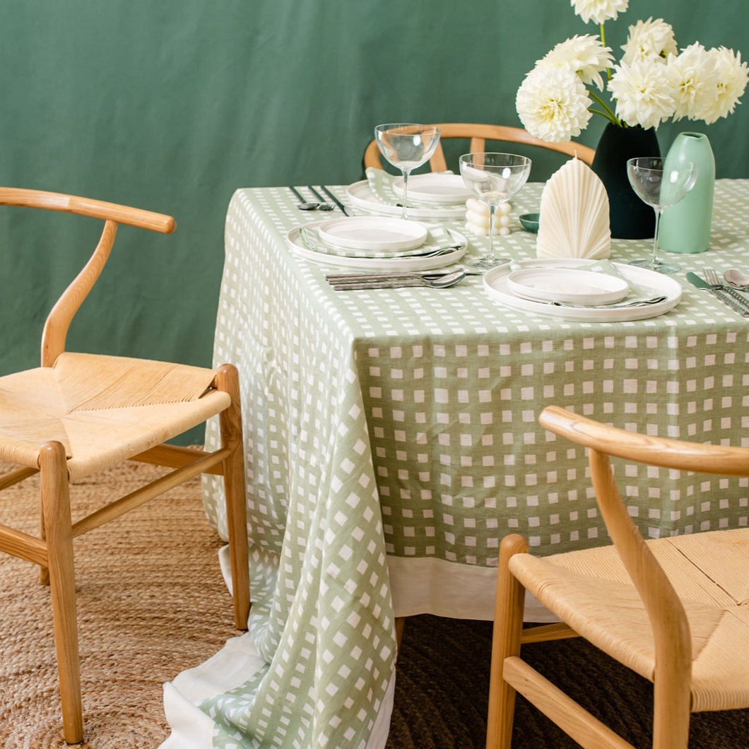 Gingham in Gum Green Tablecloth