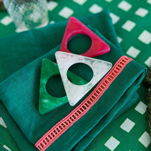 WHITE Triangle Resin Napkin Rings - SETS OF FOUR