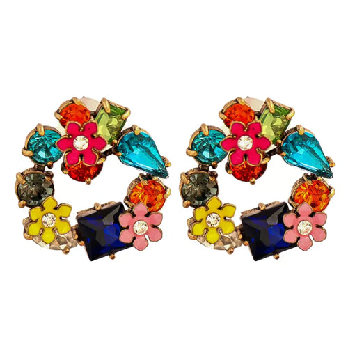 Colourful Floral Wreath Earrings