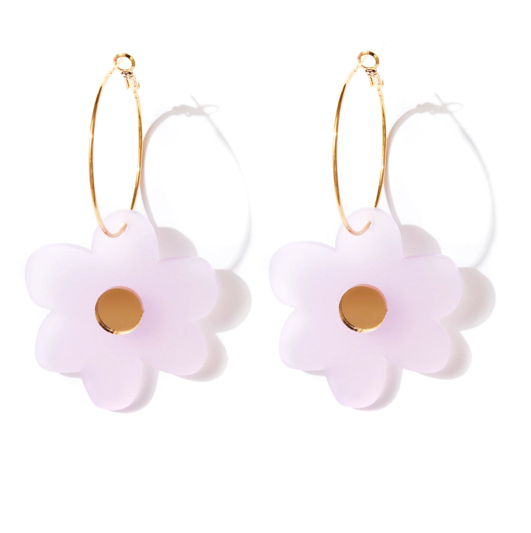 Flower Power Earrings - FROSTED LAVENDER + GOLD