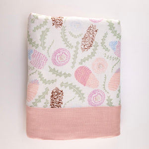 Flowering Banksia Tablecloth - PINK BORDER