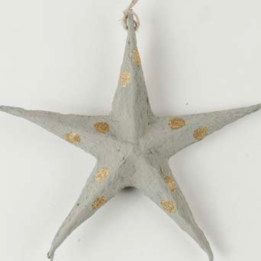 Christmas Decoration - Papier Mache Star (putty + gold)