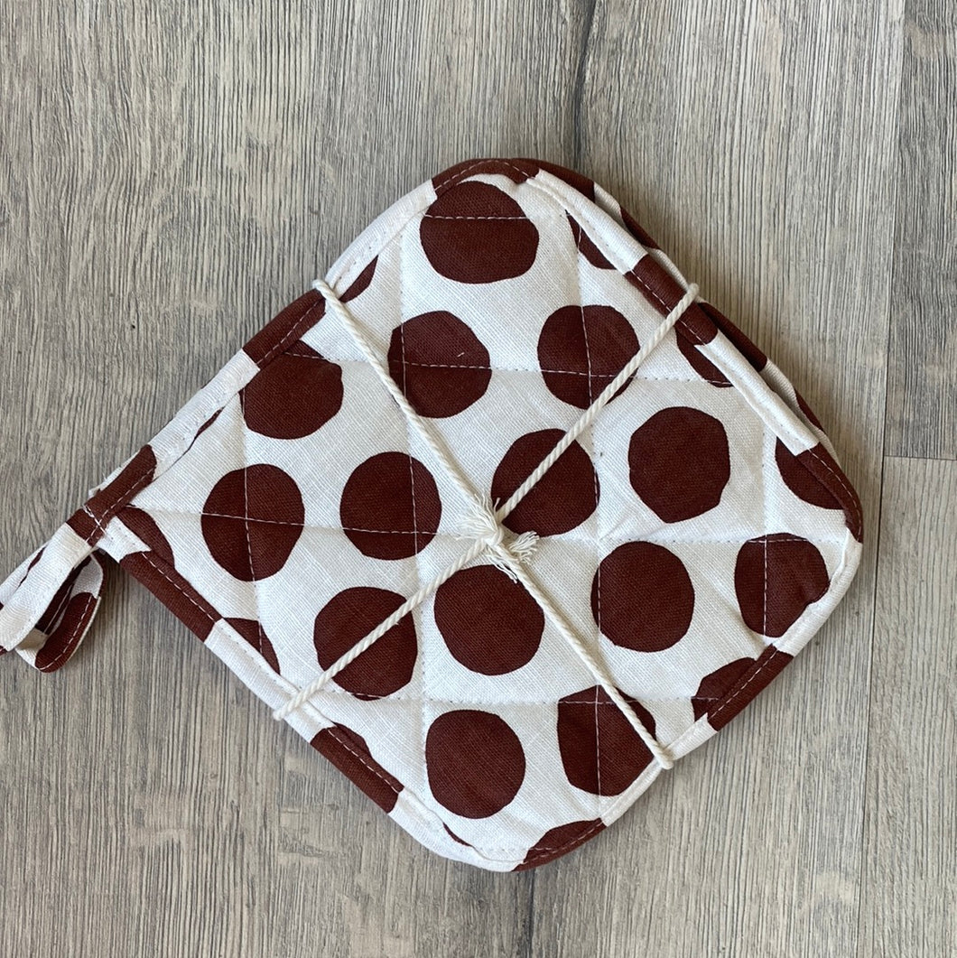 I'm not Perfect - Cacao Polka Dot Pot Holders - SET OF TWO