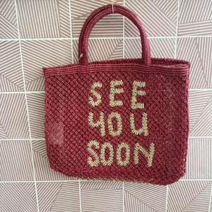 The Jacksons Natural And Ocean Merci Jute Bag in Brown