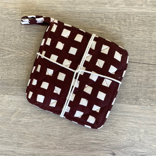 I'm not Perfect - Cacao Gingham Pot Holders - SET OF TWO