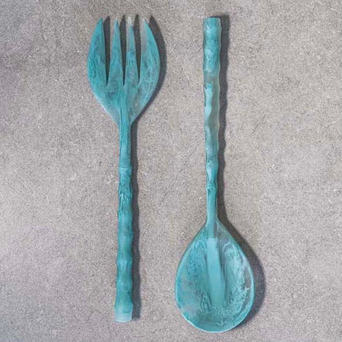 Resin Salad Servers - AQUA